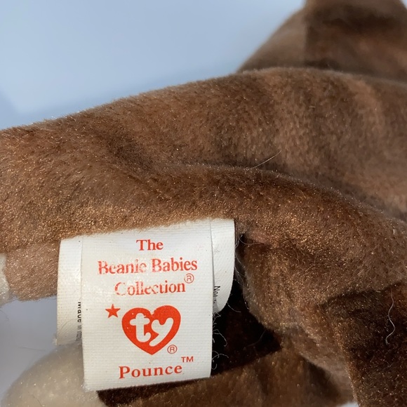 Ty Pounce Beanie Baby Brown Cat Plush Stuffed Animal with Hang Tag - Picture 7 of 13